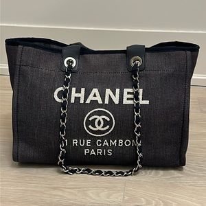 100% Authentic Chanel Denim Medium Deauville Bag